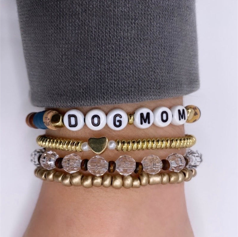 Dog Mom bracelet stack