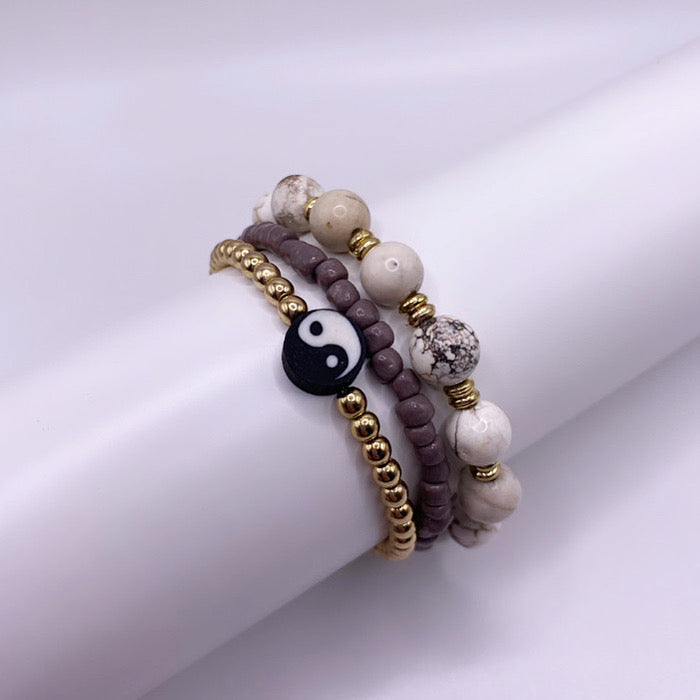 YinYang bracelet stack