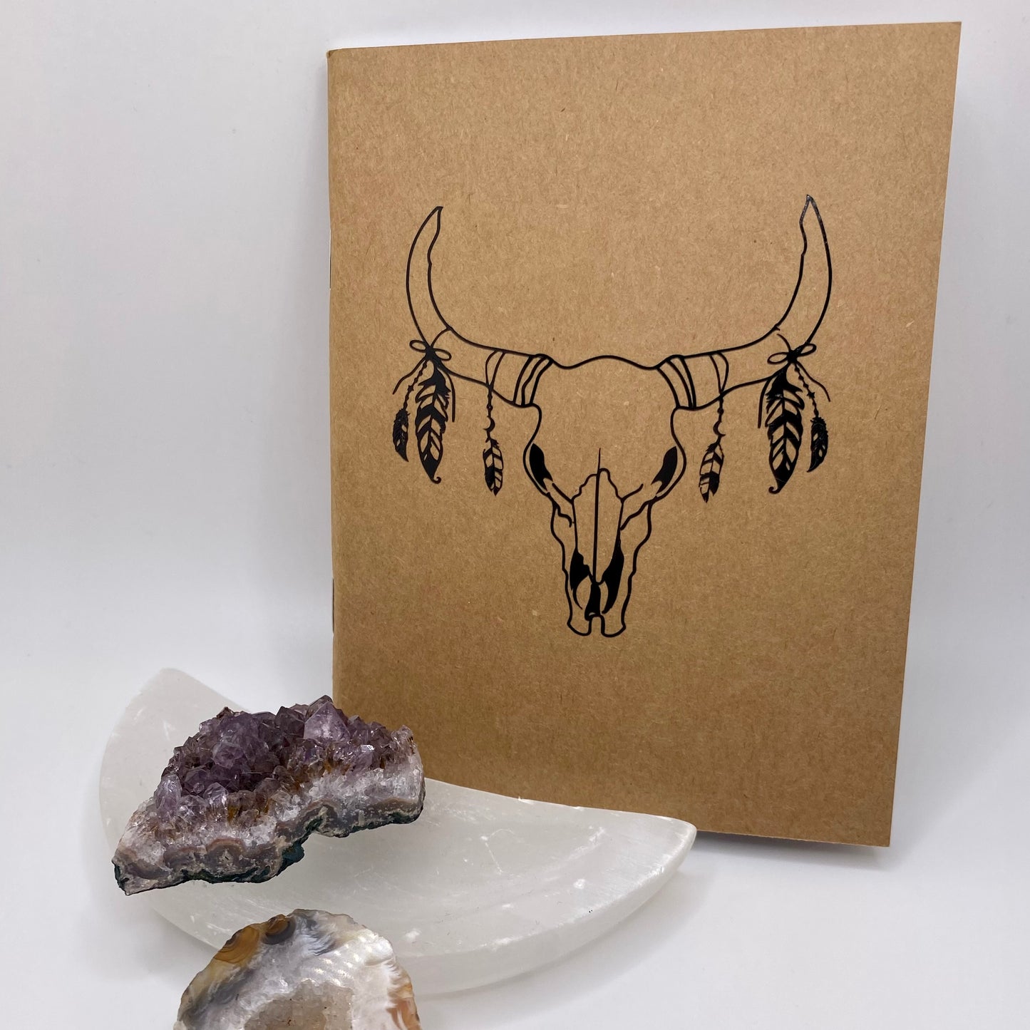 Feather bull skull notebook