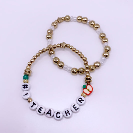 #1 Teacher bracelet stack