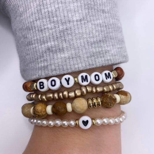 Boy Mom bracelet stack