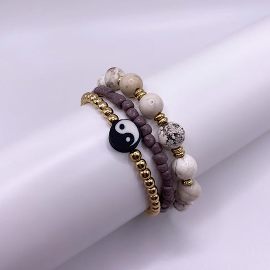 YinYang bracelet stack